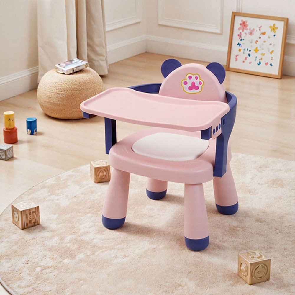 Feeding Chair - Toddler Dining Chair with Tray, Household Small Stools, Multifunctional Lightweight Game Stool with Music for Camping Lawn Beach Travel