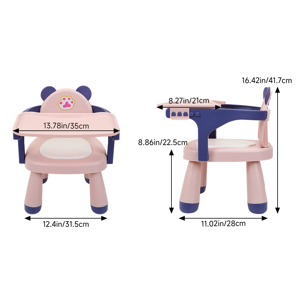Feeding Chair - Toddler Dining Chair with Tray, Household Small Stools, Multifunctional Lightweight Game Stool with Music for Camping Lawn Beach Travel