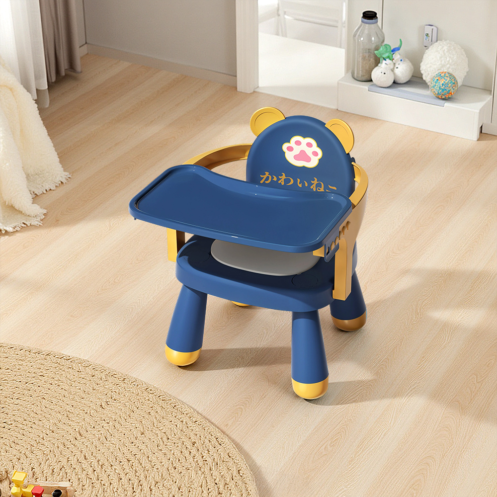 Feeding Chair - Toddler Dining Chair with Tray, Household Small Stools, Multifunctional Lightweight Game Stool with Music for Camping Lawn Beach Travel