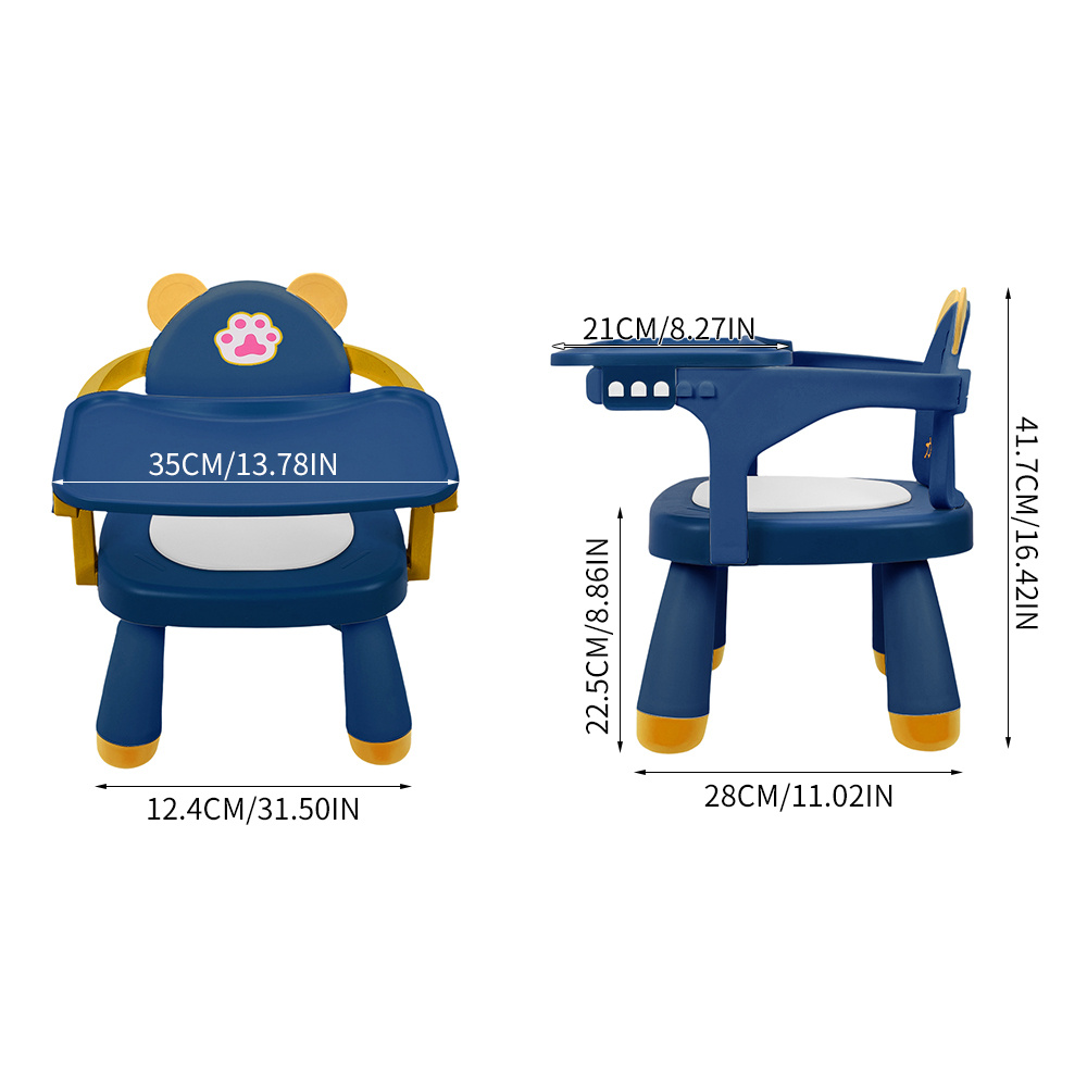 Feeding Chair - Toddler Dining Chair with Tray, Household Small Stools, Multifunctional Lightweight Game Stool with Music for Camping Lawn Beach Travel