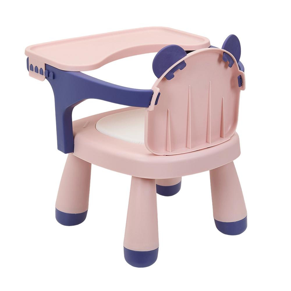 Feeding Chair - Toddler Dining Chair with Tray, Household Small Stools, Multifunctional Lightweight Game Stool with Music for Camping Lawn Beach Travel