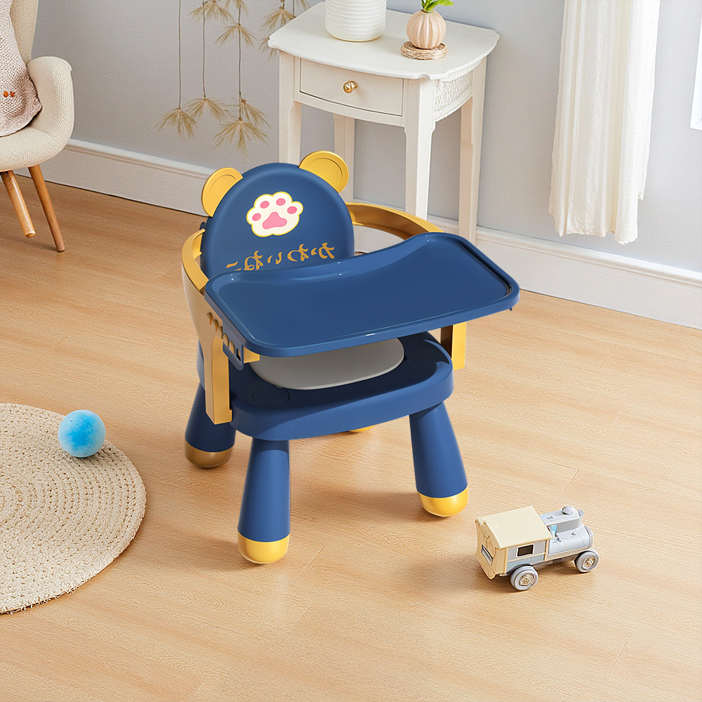 Feeding Chair - Toddler Dining Chair with Tray, Household Small Stools, Multifunctional Lightweight Game Stool with Music for Camping Lawn Beach Travel