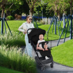Lightweight Baby Stroller, Travel Pram, Compact One-Hand Foldable Pushchair, Buggy with 5-Point Harness, for Airplane - Image 4