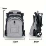 Lightweight Baby Stroller, Travel Pram, Compact One-Hand Foldable Pushchair, Buggy with 5-Point Harness, for Airplane - Image 6