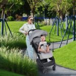 Lightweight Baby Stroller, Travel Pram, Compact One-Hand Foldable Pushchair, Buggy with 5-Point Harness, for Airplane - Image 7